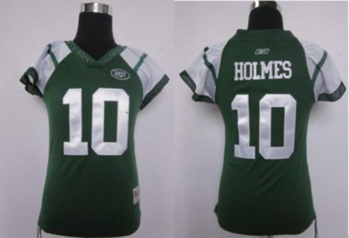 Jets #10 Santonio Holmes Green Women's Field Flirt Stitched NFL Jersey - Click Image to Close